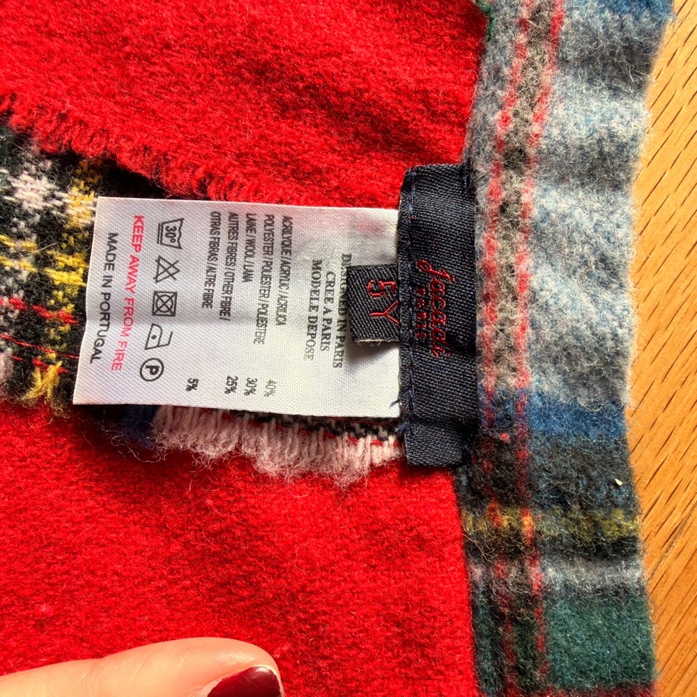 Jacadi Vibrant Plaid Skirt with Red Fringe - Picture 3 of 5